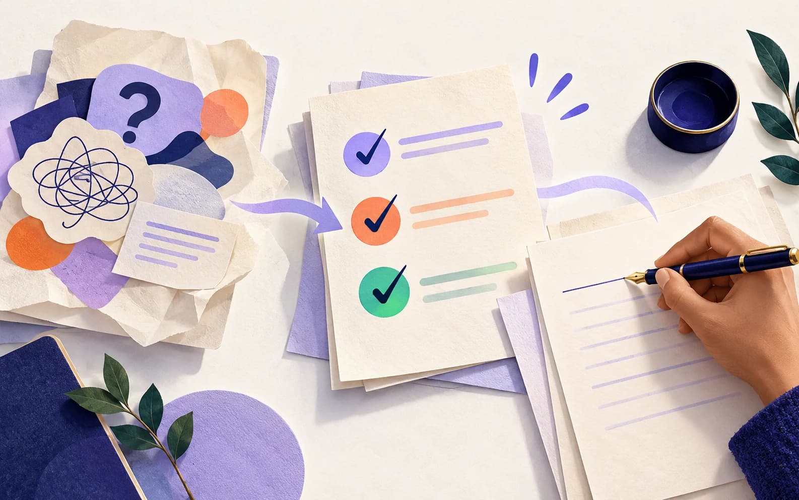 Une consigne complexe transformée en liste claire avant la rédaction.